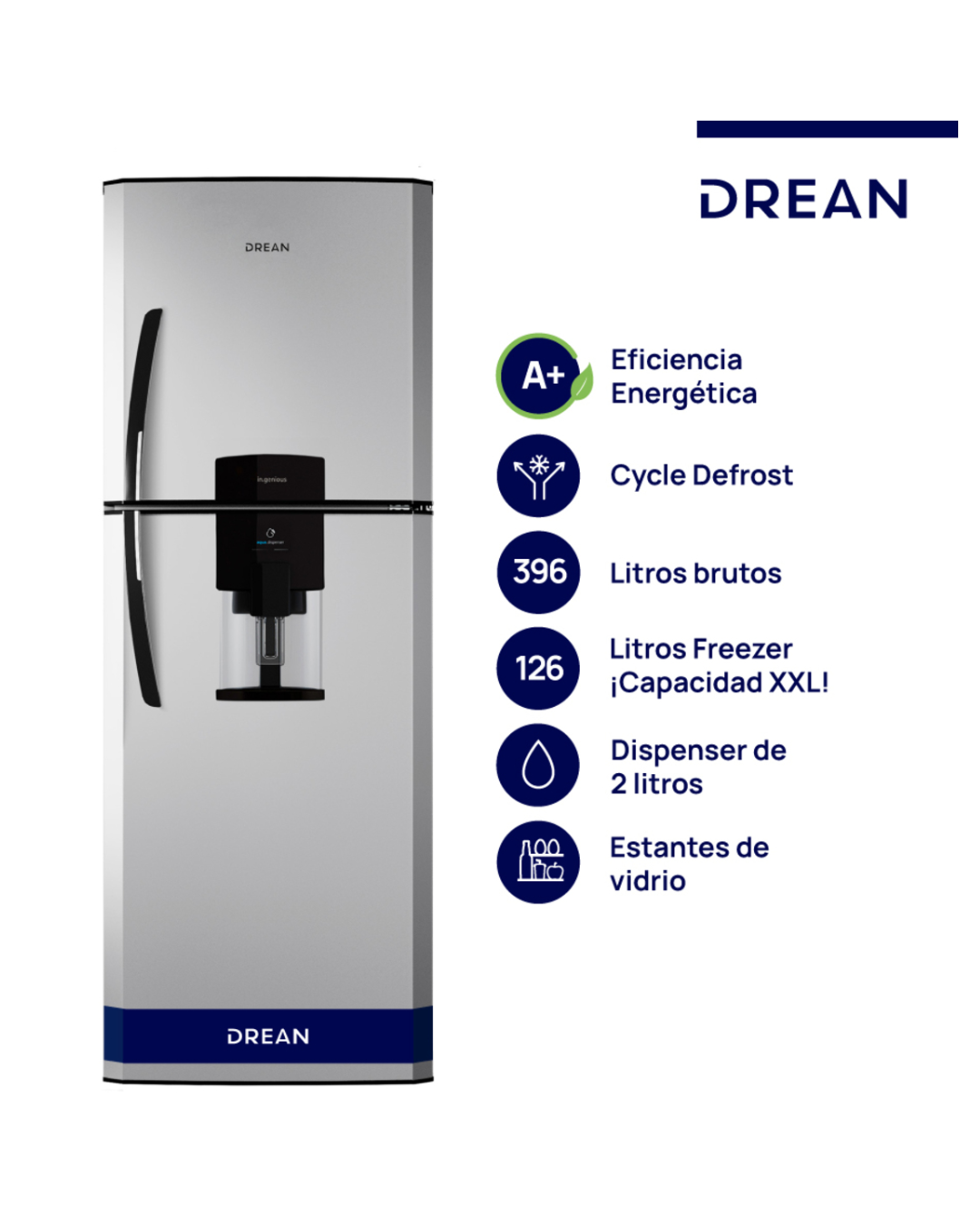 Heladera Ciclica HDR400F41S C/Disp. Silver 395 Lts