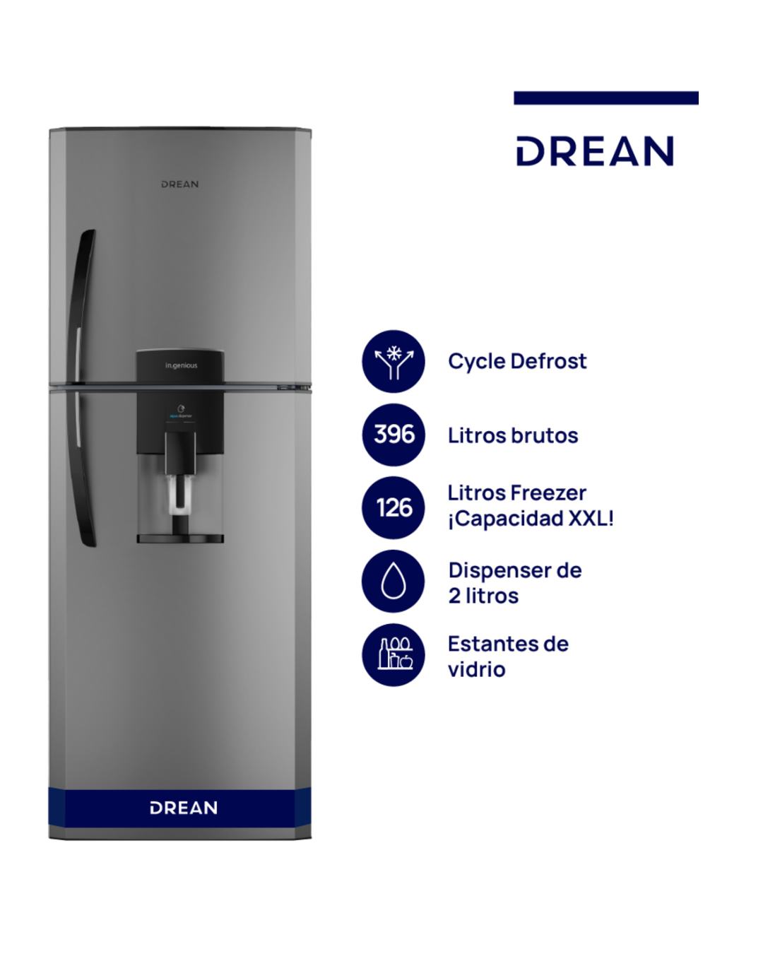 Heladera Ciclica HDR400F41E C/Disp. Matte 395 Lts