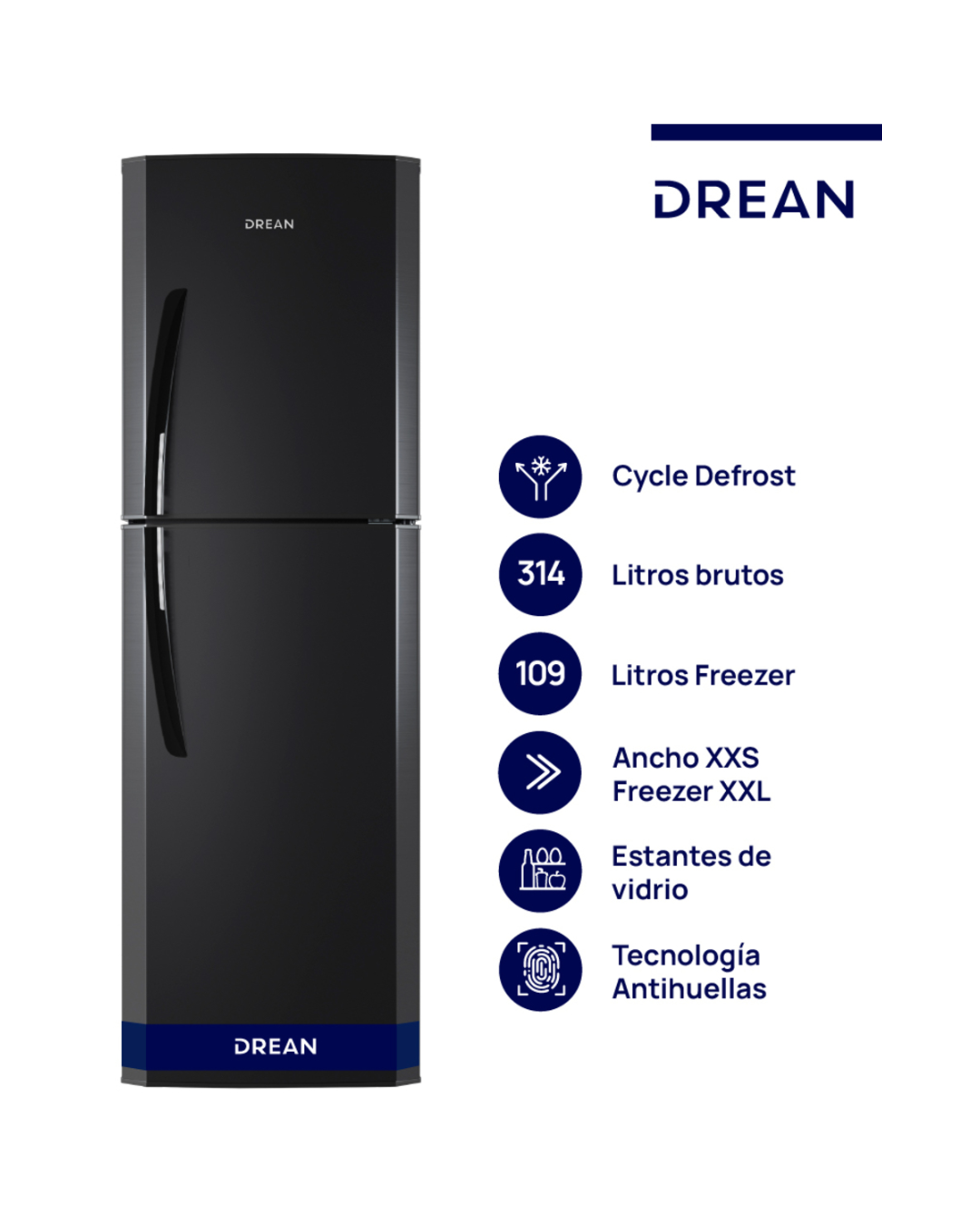 Heladera Ciclica HDR320F50N Negra 314 Lts