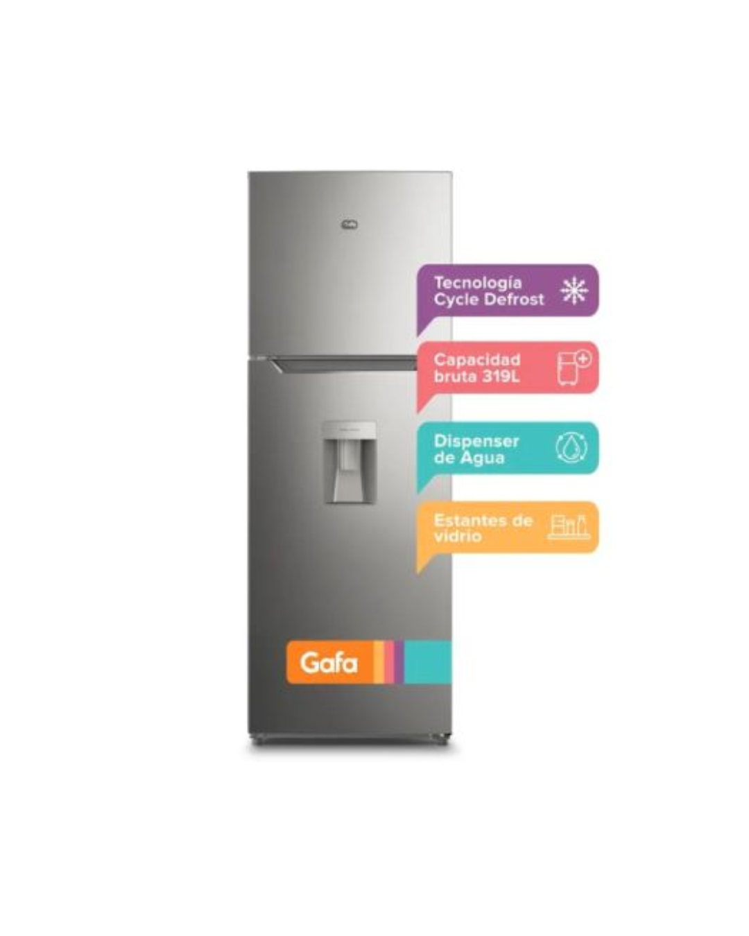 Heladera HGNW333P C/Freezer 354Lts Inverter PLATA