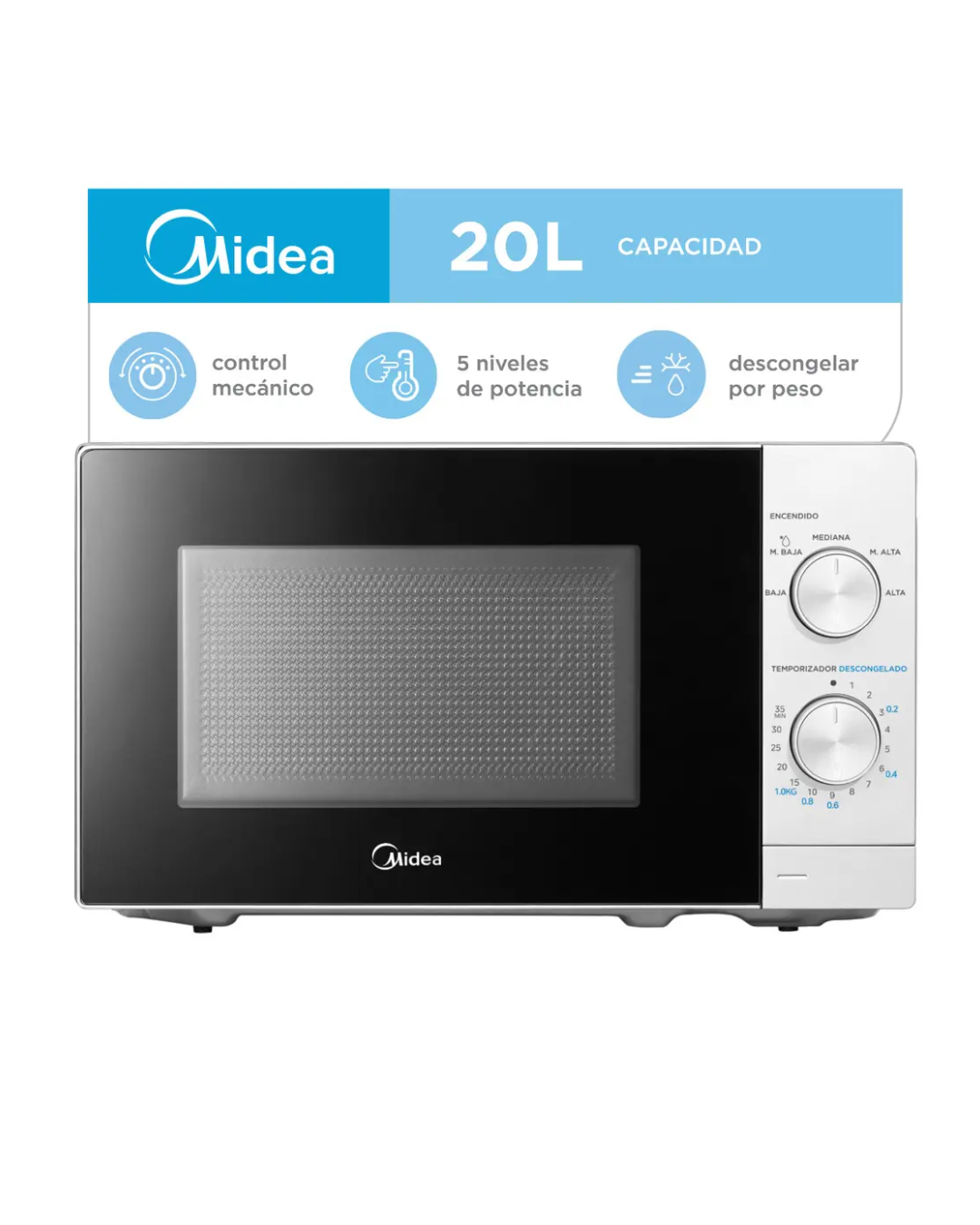 Microondas 20Lts MW-MN120WAR1 Analogico Blanco
