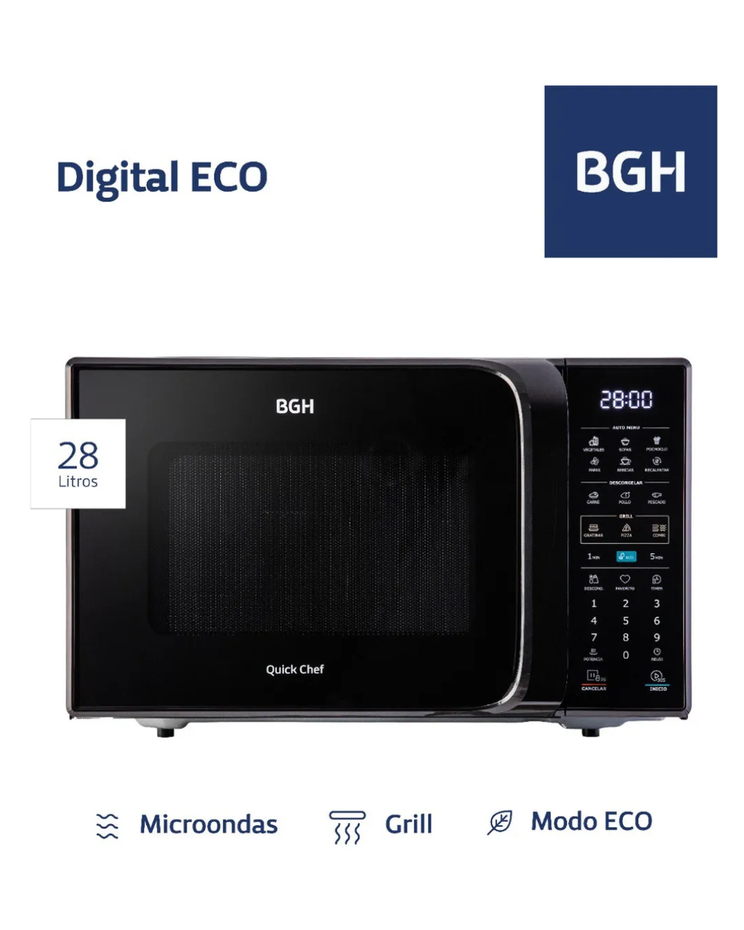Microondas B228DN20 Dig. 28Lts C/Grill 900w Negro