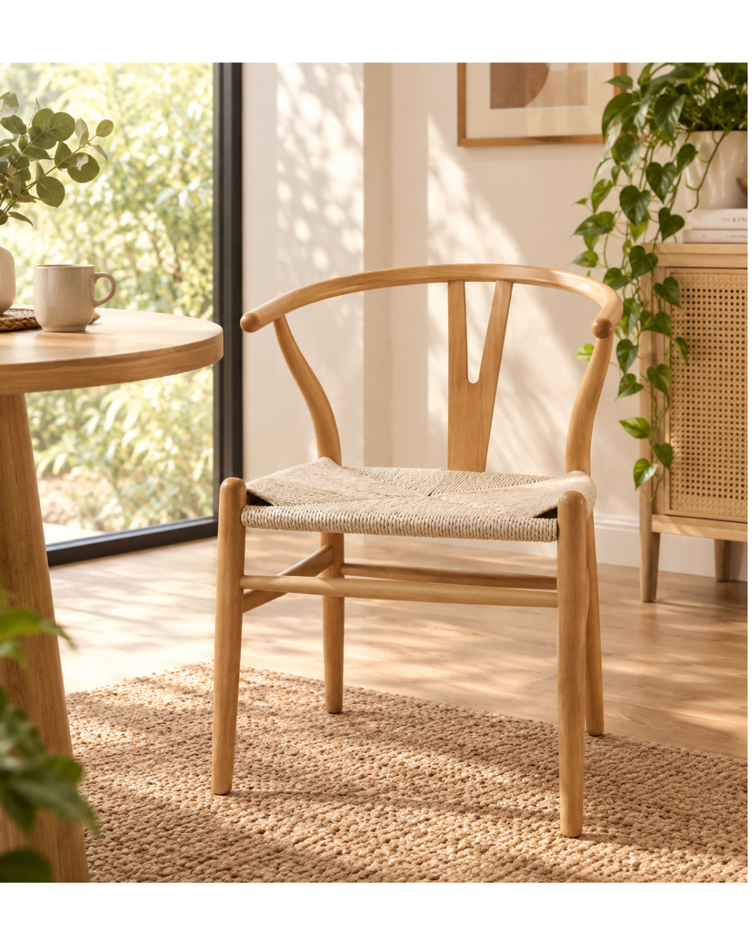 Juego de 4 Sillones WISHBONE Tejido Blanco